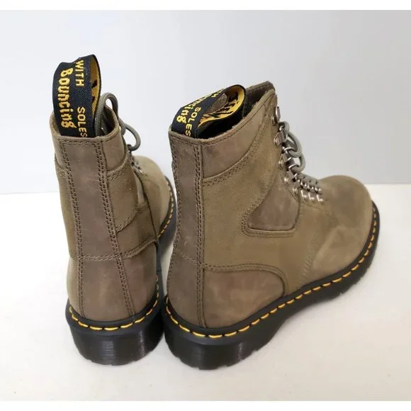 Doc Martens 1460 Pascal Leather Suede Lace Up Boots in Olive  display picture 3